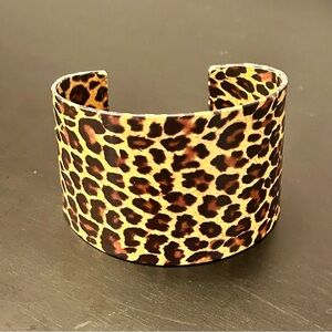 Leopard Print Metal Cuff Bracelet